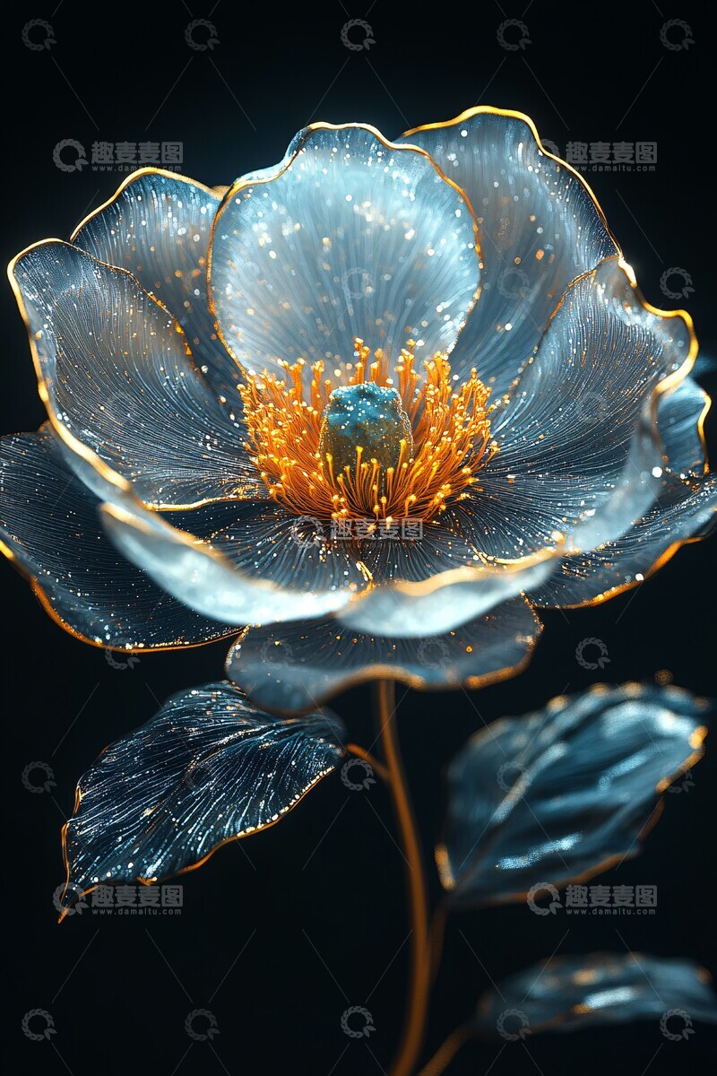 高清大图下载【趣麦麦图】-灰牡丹玻璃花1