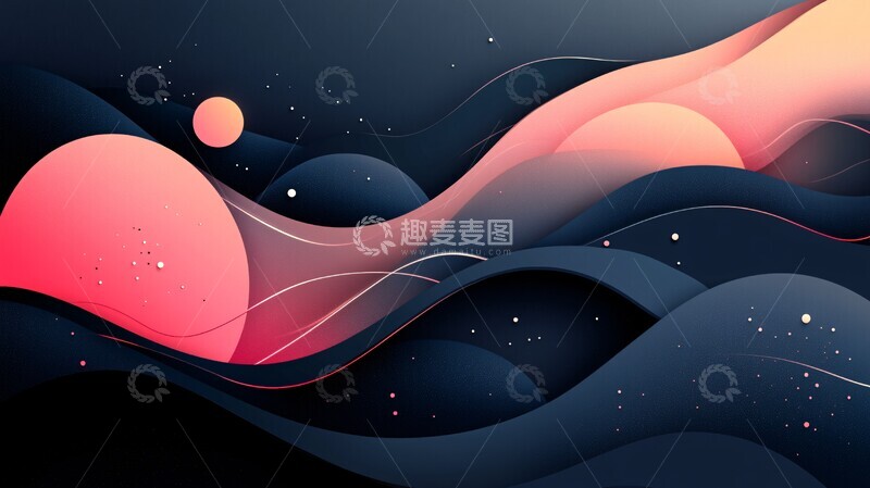 蓝底粉白圆线设计1