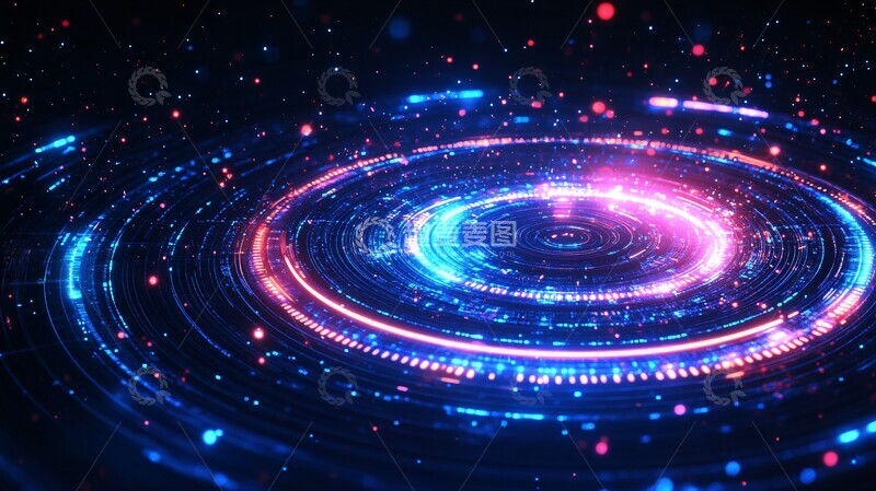 蓝底粉白圆线设计2