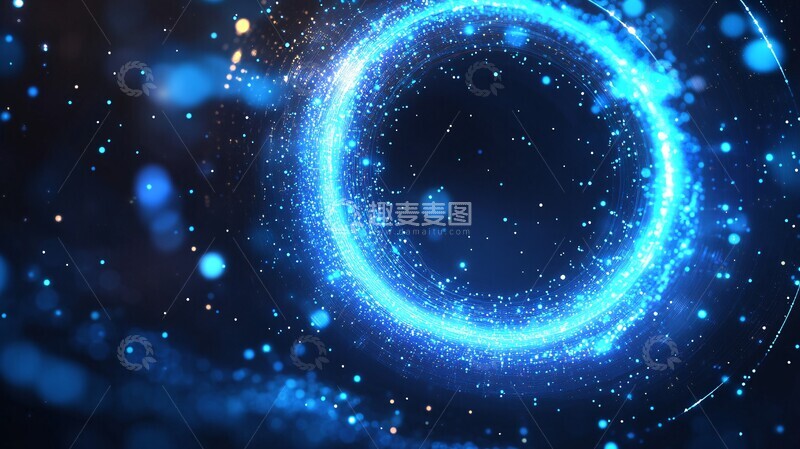 高清大图下载【趣麦麦图】蓝色网络圆环背景3