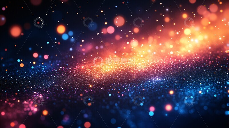 蓝色背景点缀橙粉1