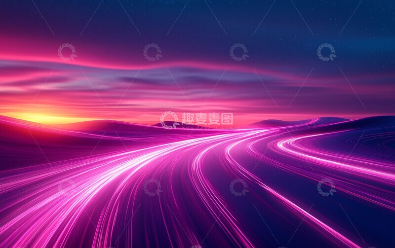 高清大图下载【趣麦麦图】紫色光痕天空2