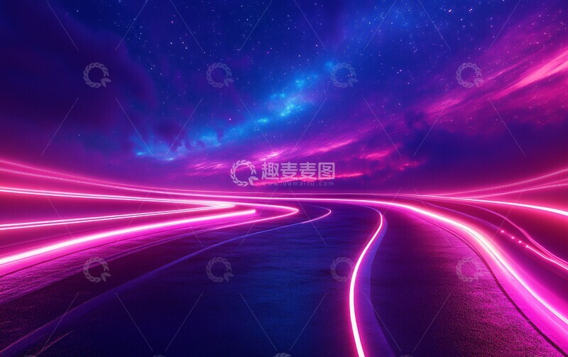 高清大图下载【趣麦麦图】紫色光痕天空3