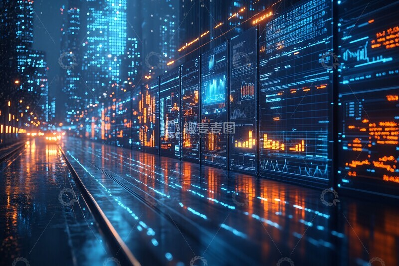 高清大图下载【趣麦麦图】数据浮板连接城市