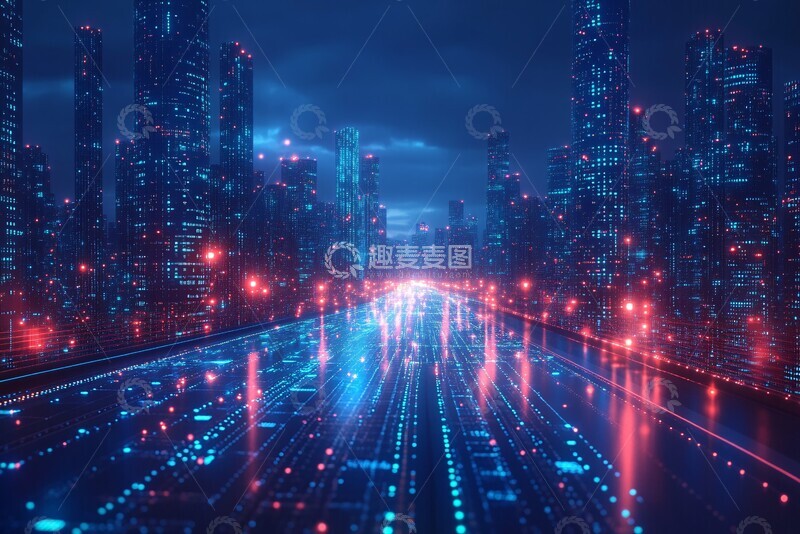 高清大图下载【趣麦麦图】数据浮板连接城市1