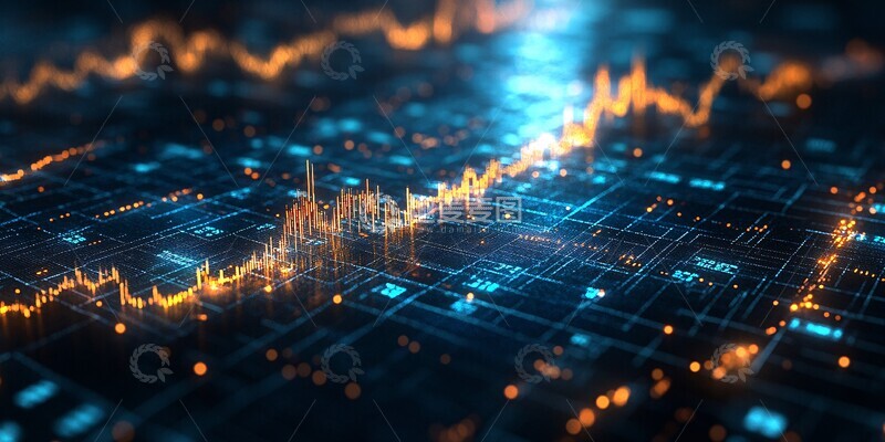 高清大图下载【趣麦麦图】绿蓝股市图表1