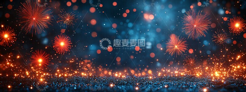 高清大图下载【趣麦麦图】新年烟花庆祝模板3