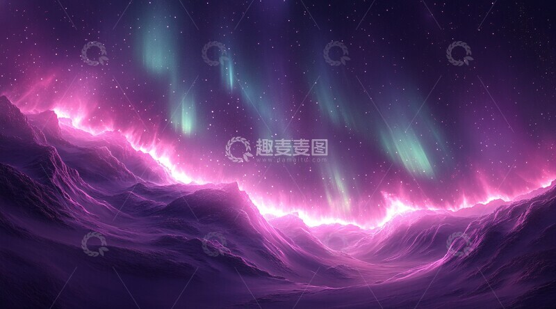 高清大图下载【趣麦麦图】翡翠极光背景