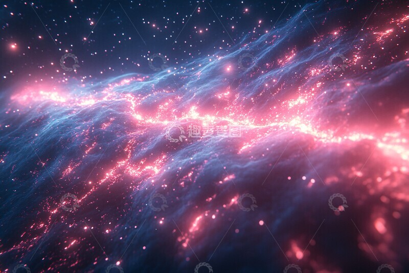 高清大图下载【趣麦麦图】星际坠落蓝粉线1