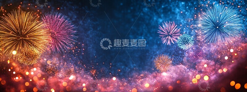 高清大图下载【趣麦麦图】新年烟花庆祝模板