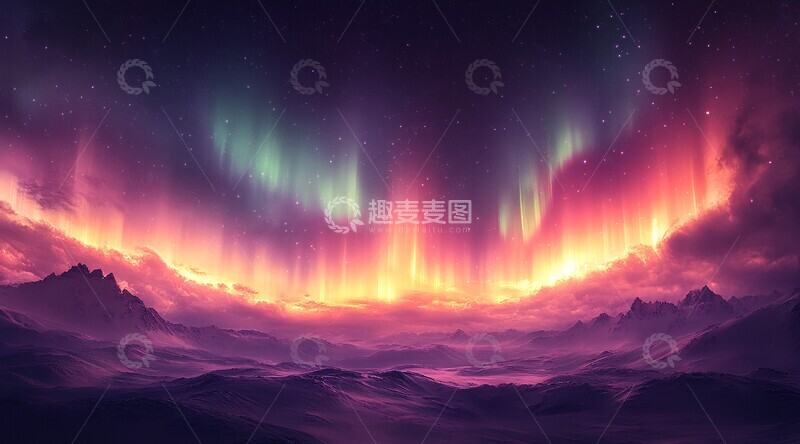 高清大图下载【趣麦麦图】翡翠极光背景2