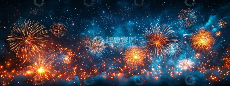 高清大图下载【趣麦麦图】新年烟花庆祝模板1