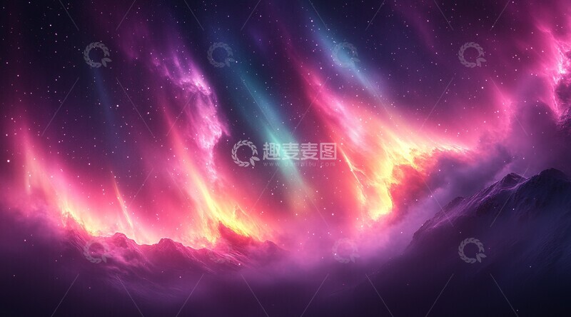 高清大图下载【趣麦麦图】翡翠极光背景1