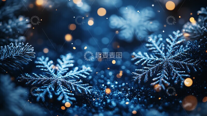 高清大图下载【趣麦麦图】蓝色雪花冬日背景1