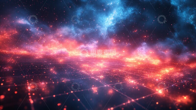 高清大图下载【趣麦麦图】蓝紫网格背景1