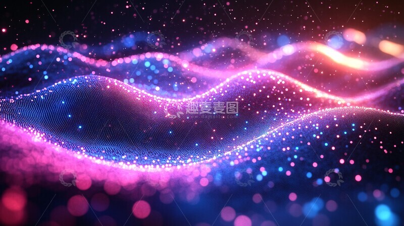 高清大图下载【趣麦麦图】霓虹数字波浪