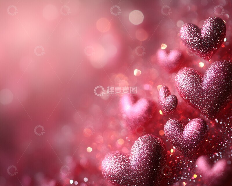 高清大图下载【趣麦麦图】粉色心形闪亮背景1