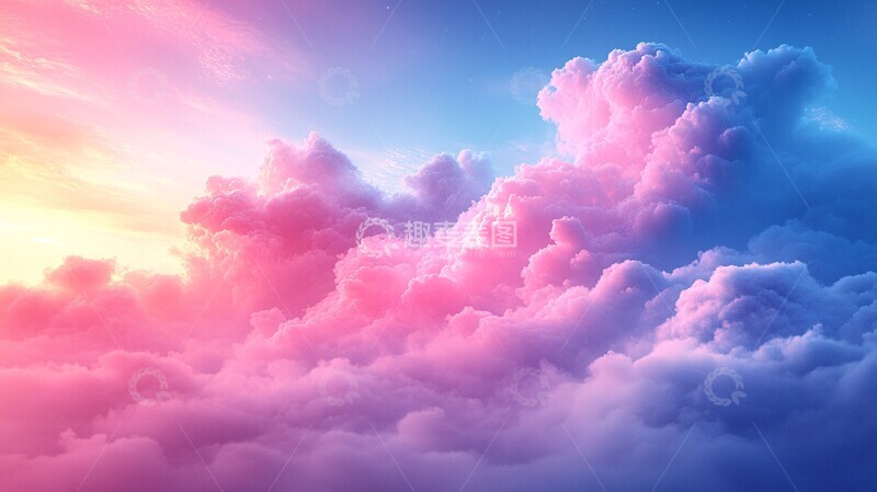 高清大图下载【趣麦麦图】梦幻蓝粉紫渐变背景1