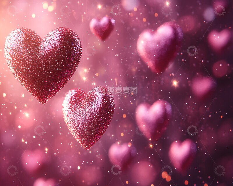 高清大图下载【趣麦麦图】粉色心形闪亮背景