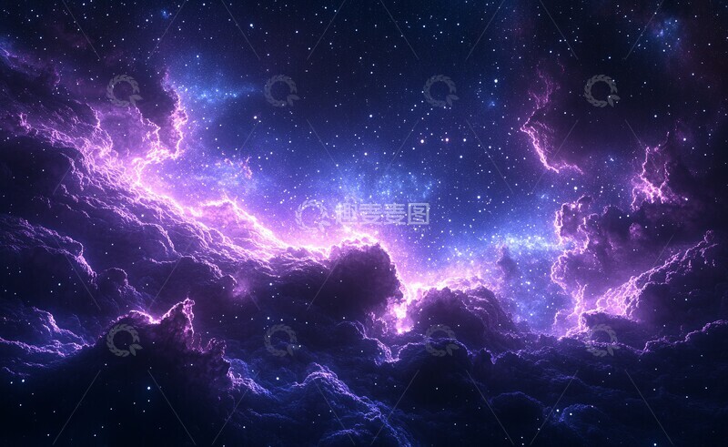 高清大图下载【趣麦麦图】紫色星空银河2