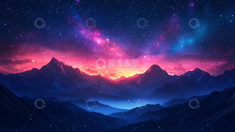 高清大图下载【趣麦麦图】星空渐变极光2