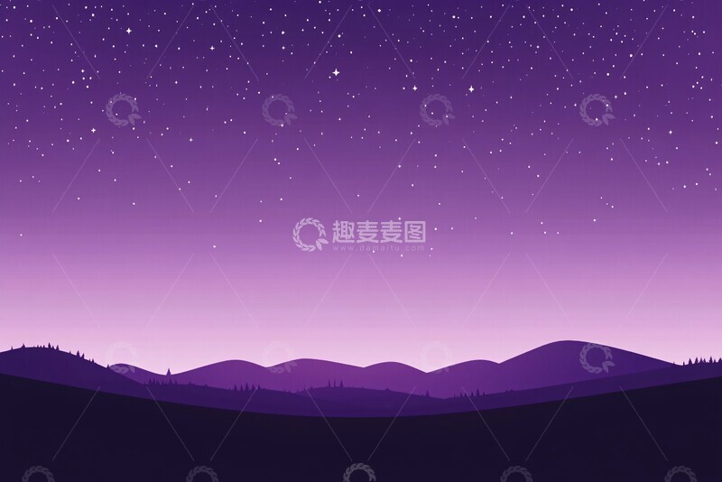 高清大图下载【趣麦麦图】紫夜星辰紫色夜晚星空1