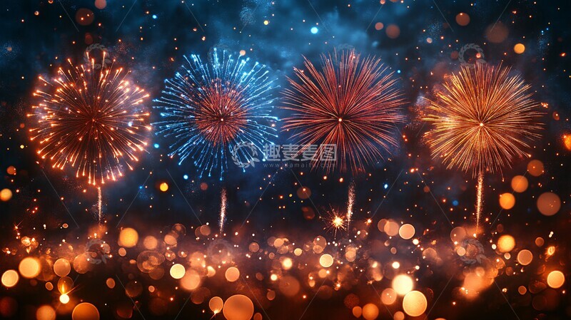 高清大图下载【趣麦麦图】烟花与模糊光影1