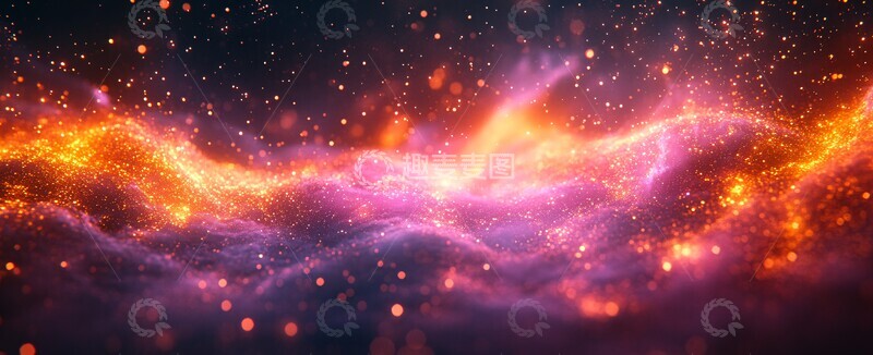 高清大图下载【趣麦麦图】星光夜空橙紫光1