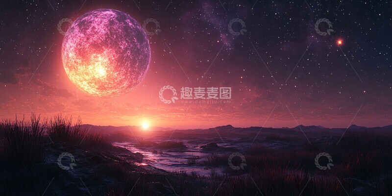 高清大图下载【趣麦麦图】星际金紫黑星球
