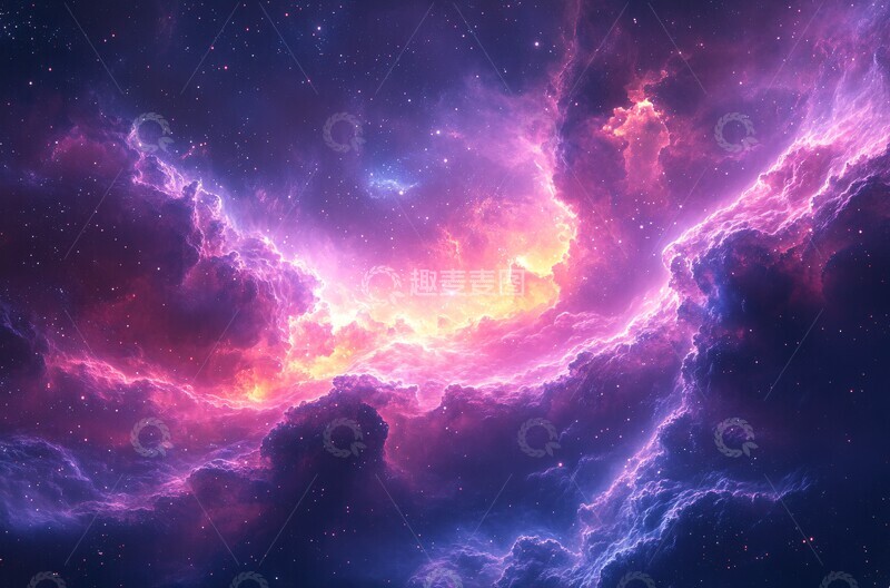 高清大图下载【趣麦麦图】紫粉星云太空图
