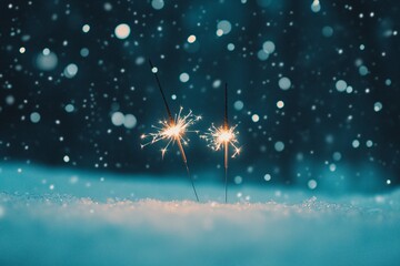 雪夜烟花烟花冬夜蓝色