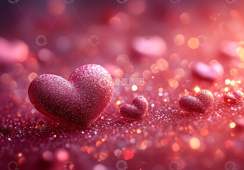 高清大图下载【趣麦麦图】粉色心星背景图1