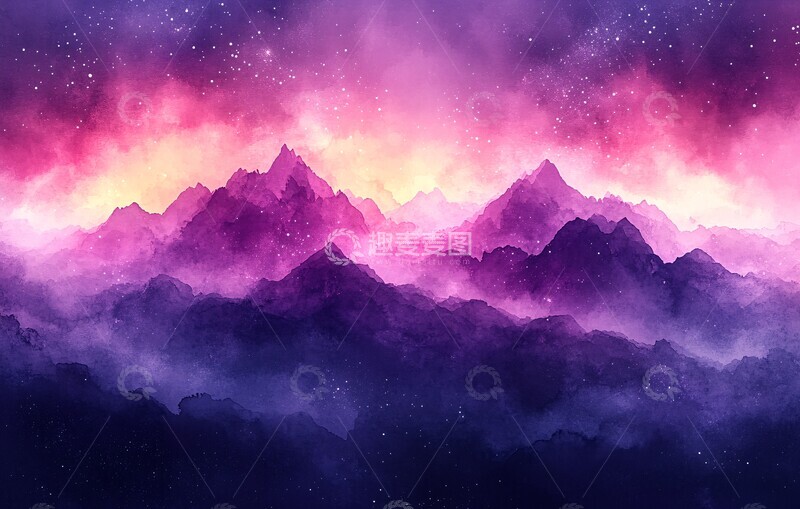 高清大图下载【趣麦麦图】星空水彩背景1