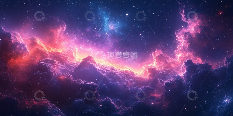 高清大图下载【趣麦麦图】蓝色紫色星空