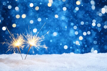 雪夜烟花烟花冬夜蓝色1