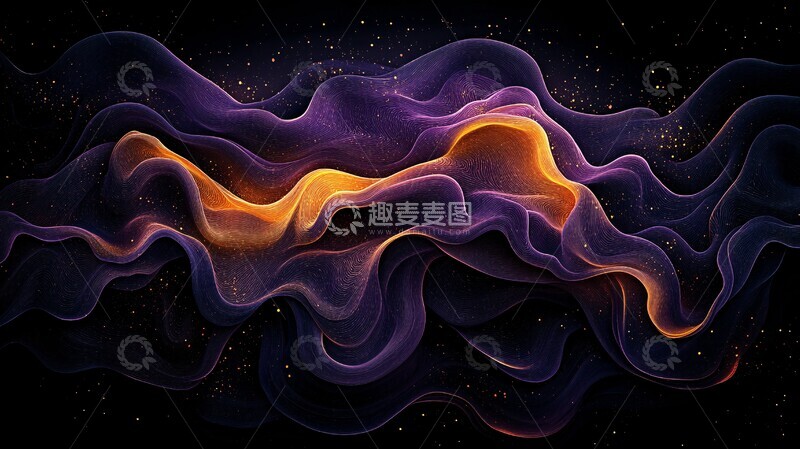 高清大图下载【趣麦麦图】金色紫色彩粒流动2