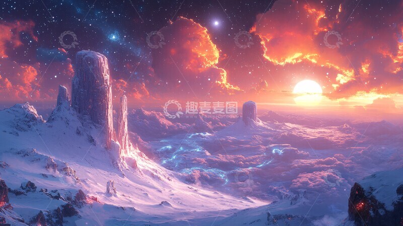 高清大图下载【趣麦麦图】太空对战背景图2