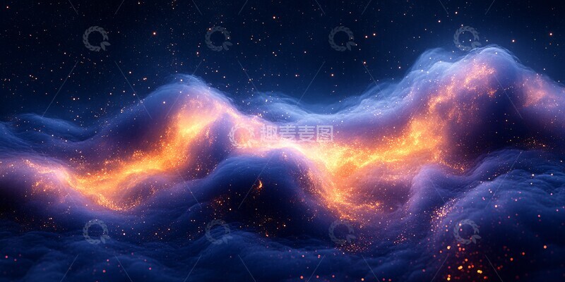 高清大图下载【趣麦麦图】蓝紫金星空流体纹1