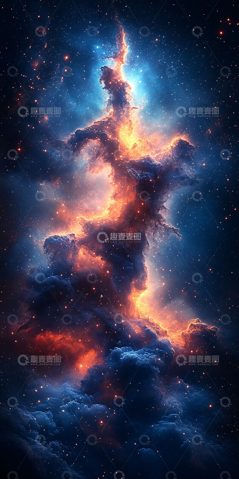 高清大图下载【趣麦麦图】蓝色星云银河