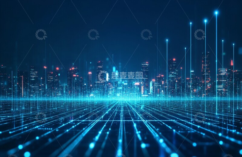 高清大图下载【趣麦麦图】数字网络城市背景2