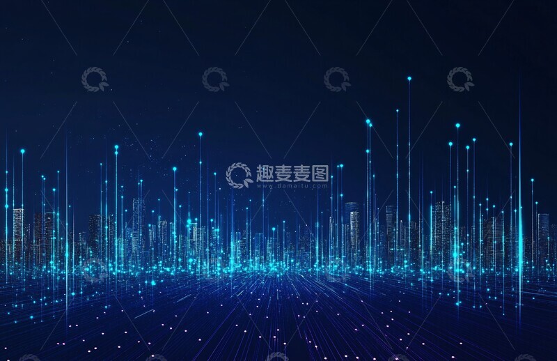 高清大图下载【趣麦麦图】数字网络城市背景