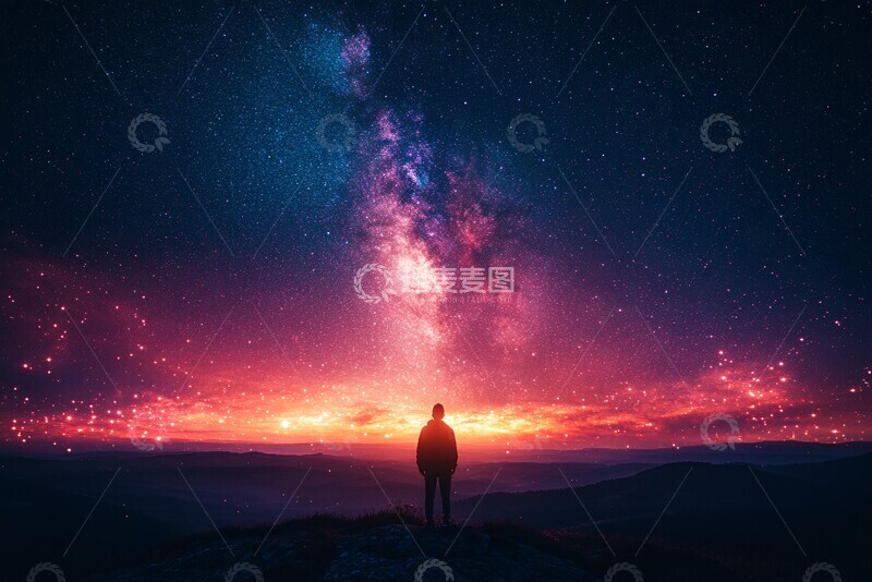 高清大图下载【趣麦麦图】黑紫双层夜空