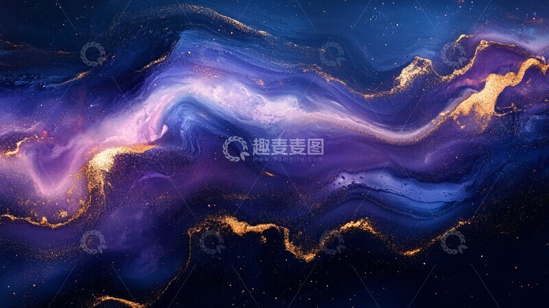 高清大图下载【趣麦麦图】深蓝流金液态纹理1