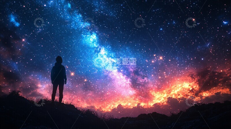 高清大图下载【趣麦麦图】夜空星辰划痕1