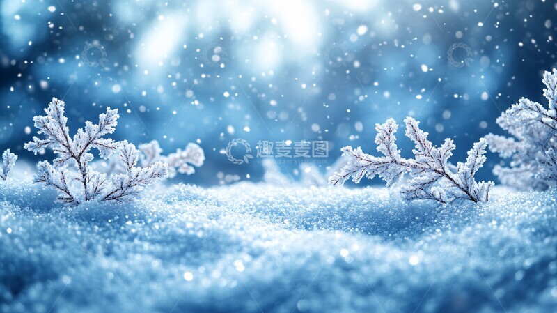 高清大图下载【趣麦麦图】冬日深蓝背景1
