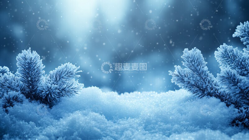 高清大图下载【趣麦麦图】冬日深蓝背景2