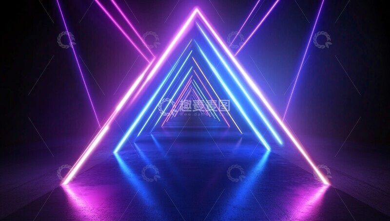 高清大图下载【趣麦麦图】霓虹隧道矢量背景