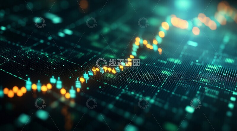 高清大图下载【趣麦麦图】绿线上涨背景