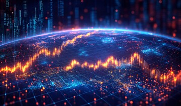 股市图表与地球