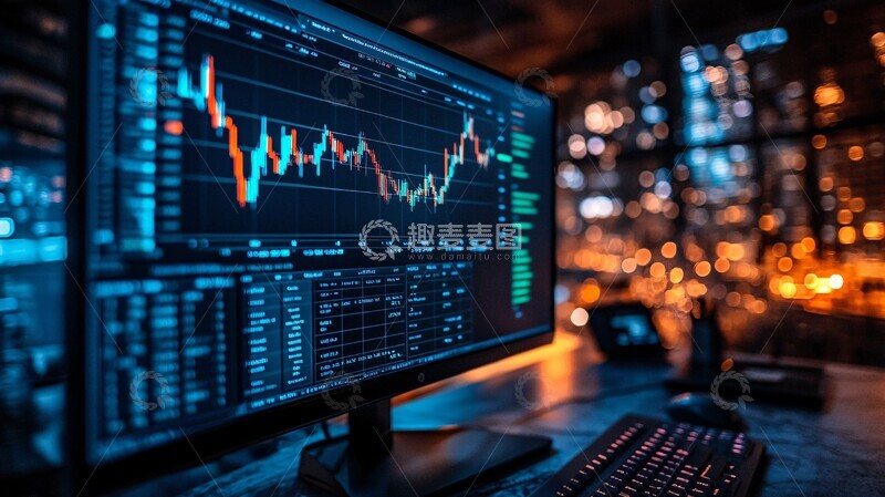 高清大图下载【趣麦麦图】显示器股票走势图